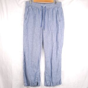Athleta Pacifica Linen Wide Leg Pants Chambray Blue Size 12 Style 533474